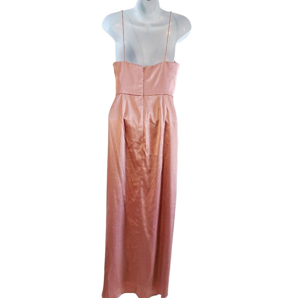 After Six Sleeveless Satin Faux Wrap Draped Gown Dress 6828 - Picture 8 of 10